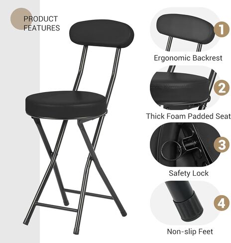 براز طي مبطن ملهى ، براز بار قابلة للطي مع مسند الظهر ، سعة 220 رطلاً ، كرسي قابلة للطي قابلة للطي قابلة للطي قابلة للطي قابلة للطي قابلة للطي للصيد في المطبخ الداخلي في الهواء الطلق (وردي ، 2 عبوة) in Kuwait