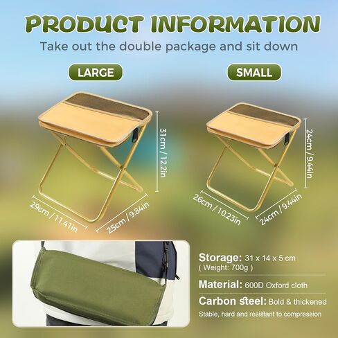 2025 New Portable Stool for Mountaineering and Hiking, Lightweight Foldable Stool with Carrying Bag, Outdoor Footstool for Picnic Hiking Fishing (#Green, Large) in Saudi Arabia