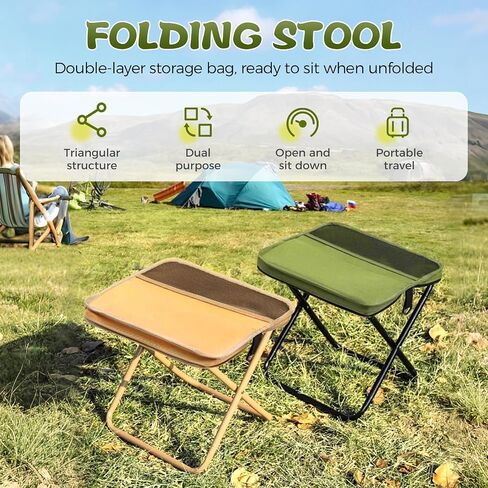 2025 New Portable Stool for Mountaineering and Hiking, Lightweight Foldable Stool with Carrying Bag, Outdoor Footstool for Picnic Hiking Fishing (#Green, Large) in Saudi Arabia