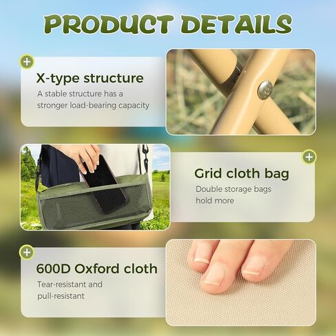 2025 New Portable Stool for Mountaineering and Hiking, Lightweight Foldable Stool with Carrying Bag, Outdoor Footstool for Picnic Hiking Fishing (#Green, Large) in Saudi Arabia