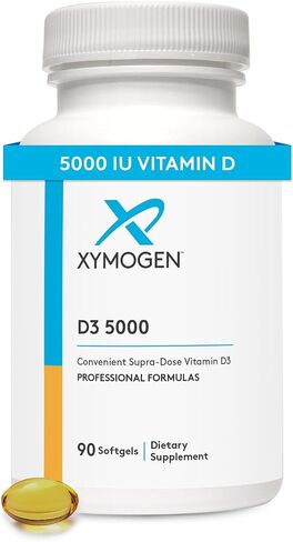XYMOGEN D3 5000 - Bioavailable Vitamin D3 5000 IU (125 mcg) - High Potency Vitamin D Supplement to Support Immune Health, Bone + Heart Health (90 Gelatin Softgels) in Saudi Arabia