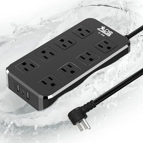 Outdoor Power Strip Weatherproof, Waterproof Surge Protector with 8 Wide Outlet with 3 USB Ports, 6FT Extension Cord,1875W Overload Protection,Outlet Extender for Christmas Lights ETL Listed Black in Saudi Arabia