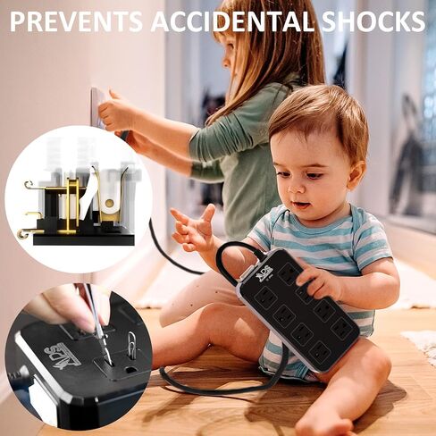 Outdoor Power Strip Weatherproof, Waterproof Surge Protector with 8 Wide Outlet with 3 USB Ports, 6FT Extension Cord,1875W Overload Protection,Outlet Extender for Christmas Lights ETL Listed Black in Saudi Arabia