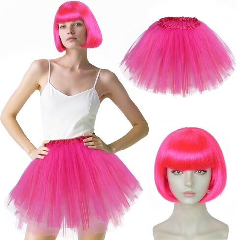 ANOGOL Wig Cap+ ( Headband+Green Scarf ) Long Wavy Orange Cosplay Wigs with Bangs Synthetic Hair for Party Costume Wig for Halloween in Kuwait