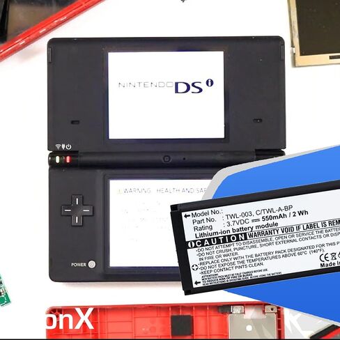 بطارية Lionx لـ Game Console Fit Model DSI ndsi ndsil رقم الجزء TWL-003 C / TWL-A-BP CS-TWL003SL 550MAH / 2.04WH 3.7V LI-POLYMER أسود in Saudi Arabia