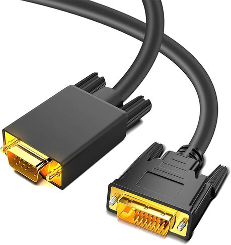 DVI to VGA Cable 6ft ، DVI-D 24+1 إلى كابل محول VGA ذكور إلى سلك شاشة مطلي بالذهب من الذكور للكمبيوتر ، مضيف الكمبيوتر الشخصي ، الكمبيوتر المحمول ، بطاقة الرسومات إلى HDTV ، شاشة العرض ، الشاشة ، العرض in Kuwait
