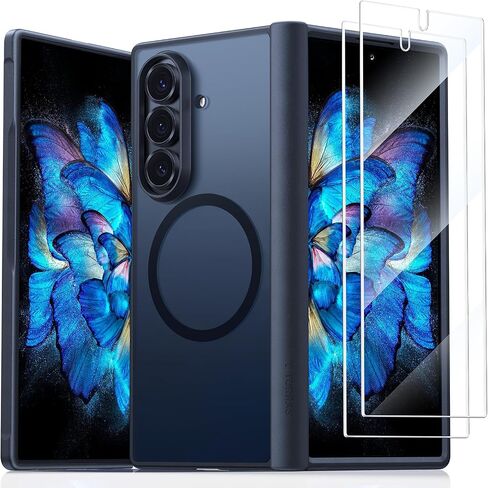 TORRAS Upgraded Magnetic Shockproof for Samsung Galaxy Z Fold 7 Case with Screen Protector, Fit for MagSafe, 4X Military Grade Hinge Protection, Translucent Slim Case for Samsung Z Fold 7, Black in Saudi Arabia
