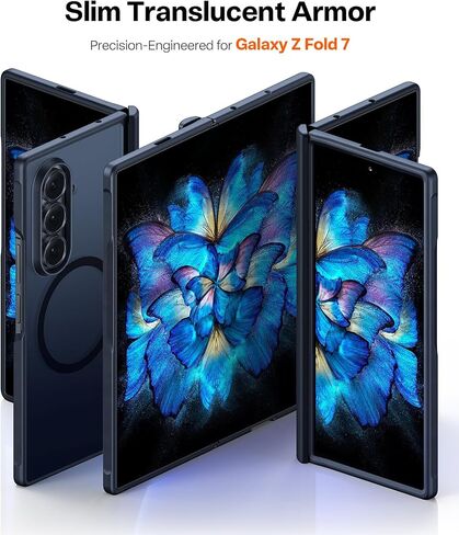 TORRAS Upgraded Magnetic Shockproof for Samsung Galaxy Z Fold 7 Case with Screen Protector, Fit for MagSafe, 4X Military Grade Hinge Protection, Translucent Slim Case for Samsung Z Fold 7, Black in Saudi Arabia