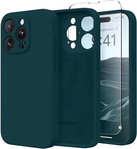 Magnetic for iPhone 15 Pro Case ، متوافق مع Magsafe ، [حماية الكاميرا الكاملة] [حامي الشاشة] علبة هاتفية وقائية مقاومة للسيليكون لـ iPhone 15 Pro 6.1 "، Calke Green in Saudi Arabia