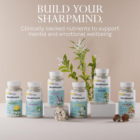 ملحق دعم الحالة المزاجية Solaray SharpMind، منشط الذهن للاسترخاء وتخفيف التوتر، زيمبرين، الريحان المقدس، أوروتات الليثيوم 5 ملغ، فطر الريشي العضوي، ضمان 60 يومًا، 30 وجبة، 30 كبسولة نباتية in Kuwait