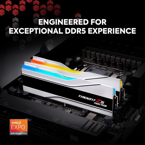 G.SKILL Trident Z5 Neo RGB Series (AMD Expo) DDR5 RAM 96GB (2X 48GB) 6000MT/s CL26-36-36-96 1.45V Desktop Computer Memory U-DIMM - Black (F5-6000J2636H48GX2-TZ5NR) in Saudi Arabia
