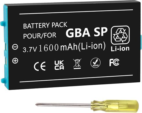 Battery for Nintendo Gameboy Advance SP 1600mAh Rechargeable Lithium-ion Battery Replacement for Nintendo GBA SP AGS-001 SAM-003 in Saudi Arabia