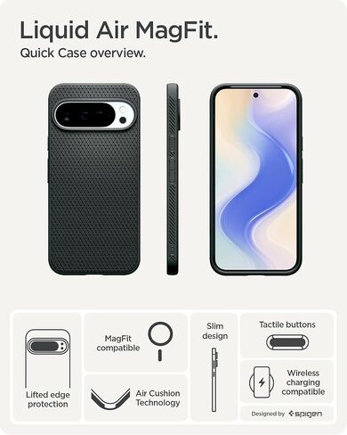 Spigen for Pixel 10/10 Pro Case ، Liquid Air Magfit (2025) [مصمم لـ PixelsNap ، متوافق مع ملحقات Magsafe] - أسود غير لامع in Saudi Arabia
