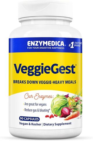 Enzymedica VeggieGest, Digestive Enzymes for Vegan, Vegetarian and Raw Diets, Prevents Gas and Bloating, 90 Capsules (FFP) in Saudi Arabia