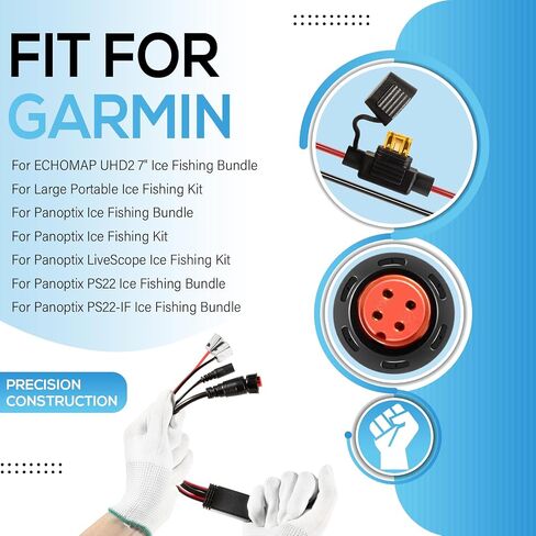 010-12676-35 Power Cable Weather Resistant with Charge Port Plug & 5A Fuse Holder Fits for Garmin ECHOMAP, Panoptix Ice Fishing Kit & Bundle in Saudi Arabia