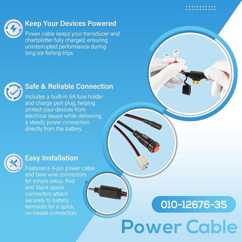 010-12676-35 Power Cable Weather Resistant with Charge Port Plug & 5A Fuse Holder Fits for Garmin ECHOMAP, Panoptix Ice Fishing Kit & Bundle in Saudi Arabia
