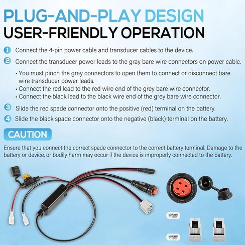 010-12676-35 Power Cable Weather Resistant with Charge Port Plug & 5A Fuse Holder Fits for Garmin ECHOMAP, Panoptix Ice Fishing Kit & Bundle in Saudi Arabia