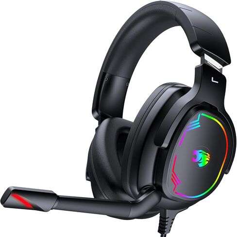 Jimonyer Gaming Headset for PS5 PS4 Xbox Series X|S PC Switch (Blue) | 7.1 Surround Sound, Over Ear, Noise Canceling Mic, RGB LED Light, Soft Memory Earmuffs Headphones for Gaming or Work in Saudi Arabia