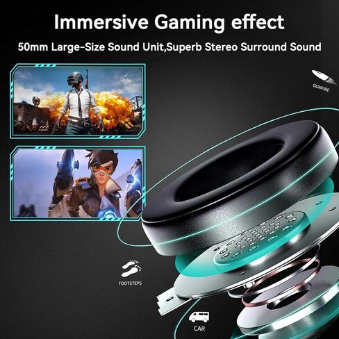 Jimonyer Gaming Headset for PS5 PS4 Xbox Series X|S PC Switch (Blue) | 7.1 Surround Sound, Over Ear, Noise Canceling Mic, RGB LED Light, Soft Memory Earmuffs Headphones for Gaming or Work in Saudi Arabia