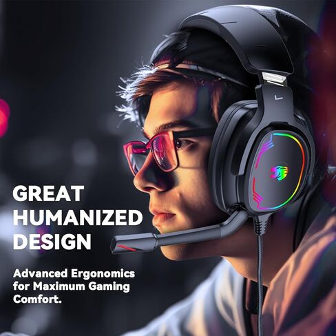 Jimonyer Gaming Headset for PS5 PS4 Xbox Series X|S PC Switch (Blue) | 7.1 Surround Sound, Over Ear, Noise Canceling Mic, RGB LED Light, Soft Memory Earmuffs Headphones for Gaming or Work in Saudi Arabia
