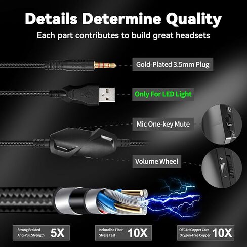 Jimonyer Gaming Headset for PS5 PS4 Xbox Series X|S PC Switch (Blue) | 7.1 Surround Sound, Over Ear, Noise Canceling Mic, RGB LED Light, Soft Memory Earmuffs Headphones for Gaming or Work in Saudi Arabia