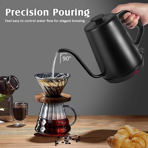 1L Electric Gooseneck Kettle, Tea Kettle for Boiling Water, Gooseneck Electric Kettle for Coffee & Tea, Fast Boiling for Pour Over, Auto Shut-Off, Boil-Dry Protection, 360° Rotational Base in Saudi Arabia
