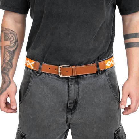 Handmade Woven Polo Belt - Guarda Pampas Design, Crafted from Full Grain Leather in Saudi Arabia