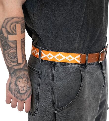 Handmade Woven Polo Belt - Guarda Pampas Design, Crafted from Full Grain Leather in Saudi Arabia