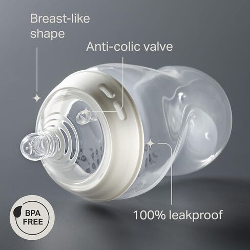 Tommee Tippee Closer to Nature Baby Bottle, Breast-Like Nipple with Anti-Colic Valve, 5oz, 1 Count, Includes Newborn Pacifier in Saudi Arabia