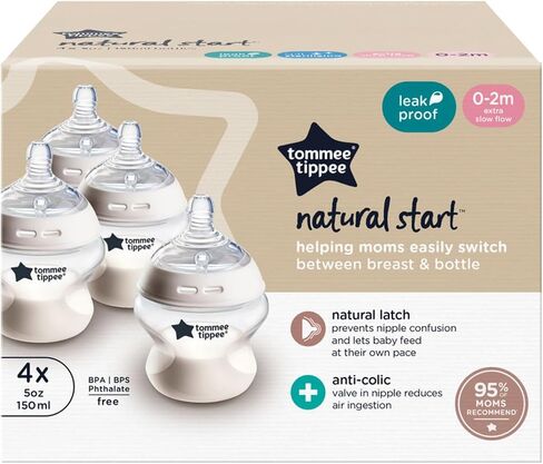 Tommee Tippee Closer to Nature Baby Bottle, Breast-Like Nipple with Anti-Colic Valve, 5oz, 1 Count, Includes Newborn Pacifier in Saudi Arabia