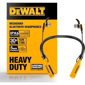 سماعات رأس الرقبة الثقيلة في DeWalt ، لاسلكي حول سماعات الأذن الرقبة مع عزل الضوضاء 30 ساعة + عزل الضوضاء ، سماعات الأذن اللاسلكية المغناطيسية الآمنة ، وسماعات بلوتوث ميكروفوتة في العمل. in Kuwait