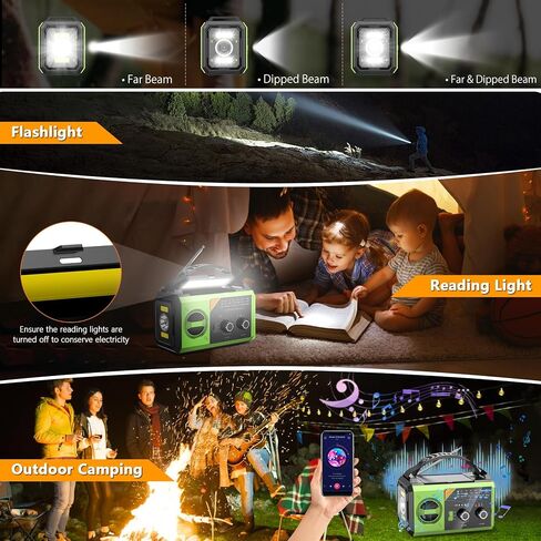 20000mah Hand Crank Radio ، Radio AM/FM NOAA Weather مع شاحن للهاتف الخلوي Power Bank 74000MWH ، وراديو شمسي مع مصباح LED ، و USB ، و Compass ، و SOS Alarm Camping & Survival (Green) in Saudi Arabia