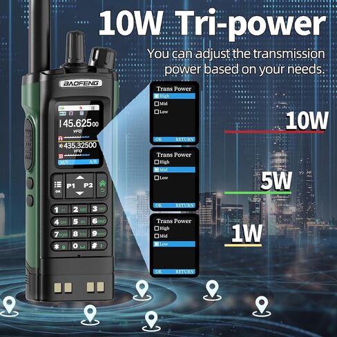 Baofeng UV-32 Ham Radio Long Range 10W Resplable Walkie Talkies 5RM K5 HOWER TWE WAND RADIO NOAA WEATHER مع GPS ، وتردد النسخ ، وشحن USB-C للبقاء على قيد الحياة ، 2PACK in Saudi Arabia