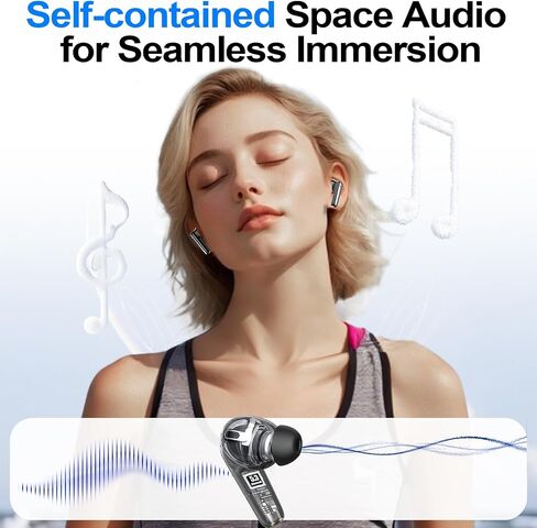 kurdene Wireless Ear Buds Bluetooth 5.4 Headphones 60H Playtime Deep Bass Stereo Earbuds with Mic Comfort Lightweight in Ear Earphones for Workout/Running Black in Kuwait