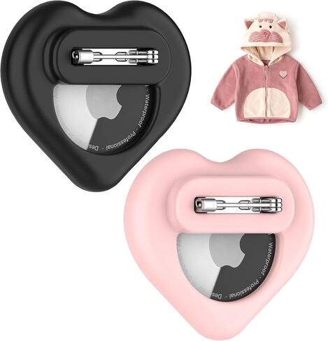 DDJ for Airtag Holder for Kids (2 pack) ، علبة السيليكون المخفية لـ Airtag GPS Tracker للأطفال الذين يعانون من دبوس غير مرئي ، مضاد ، كبار السن ، الأمتعة ، الملابس ، حقيبة الظهر ، السفر العائلي (أسود ، وردي) in Saudi Arabia