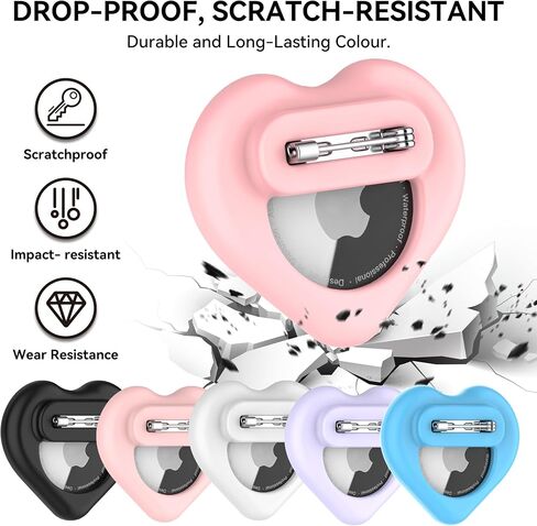 DDJ for AirTag Holder for Kids (2 Pack), Hidden Silicone Case for AirTag GPS Tracker for Kids with Invisible Pin, Anti Lost, Elderly, Luggage, Clothing, Backpack, Family Travel (Black,Pink) in Saudi Arabia