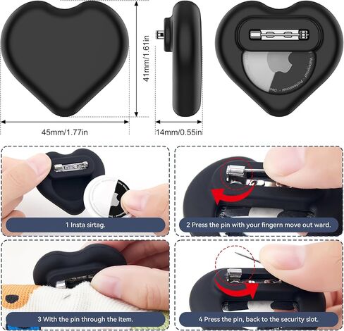 DDJ for AirTag Holder for Kids (2 Pack), Hidden Silicone Case for AirTag GPS Tracker for Kids with Invisible Pin, Anti Lost, Elderly, Luggage, Clothing, Backpack, Family Travel (Black,Pink) in Saudi Arabia