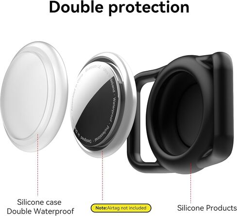 for Airtag Dog Collar Holder 2 Pack,IPX8 Waterproof for air Tags-2 Pack,for Apple GPS Tracker Accessories丨Compatible with Apple AirTags丨Fits≤ 1.2" Width Collar for Dog cat Pets. in Kuwait