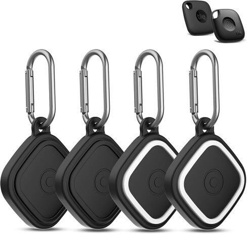 4-Pack Compatible for Tile Mate Case 2024, Soft Silicone Shockproof Protective Cover for Tile Life360 Mate Tracker Anti-Slip Tlie Mate Holder with Key Ring for Keys,Bag,Pets(White/Blue/Green/Rose Red) in Saudi Arabia