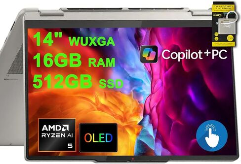 Lenovo Yoga 7 2-in-1 LAPTOP 14 "Wuxga OLED Touch (100 ٪ DCI-P3 ، 600NITS HDR) AMD 6-CORE RYZEN AI 5 340 (حتى 50 TOPS) in Saudi Arabia