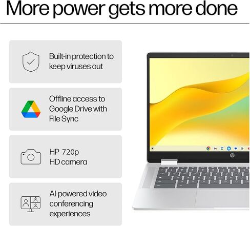 HP Convertible 2-in-1 Chromebook في Silver 14 "Touch HD Intel 4-Core تصل إلى 3.40 جيجا هرتز رام 4 جيجا بايت ذاكرة الوصول العشوائي 128GB تخزين 4K الرسومات الفائقة واي فايس أوسوم (14 ب-متجدد) in Saudi Arabia