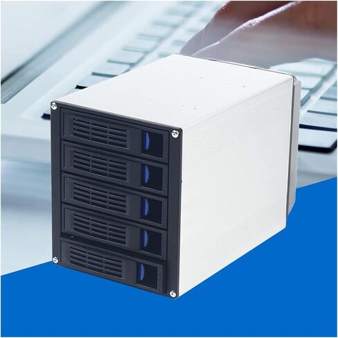 5 Bay Hard Drive Enclosure, Vertical External Hard Drive Docking SATA HDD SSD, Aluminum Alloy Drive Case Support, Power Adapter in Saudi Arabia