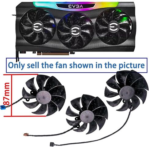 BestParts New Graphics Card Video Card Cooling Fan Replacement for EVGA RTX3070 3070ti 3080 3080ti 3090 FTW3 PLD09220S12H 87mm 4pin in Saudi Arabia