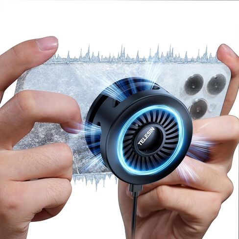 TELESIN Magnetic Phone Cooler for Gaming and Live Streaming - Fits Neck Phone Mount - Phone Cooling Fan Portable Phones Radiator for MagSafe - Supports Wireless Charging for iPhone/Android in Saudi Arabia