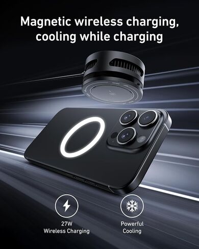 TELESIN Magnetic Phone Cooler for Gaming and Live Streaming - Fits Neck Phone Mount - Phone Cooling Fan Portable Phones Radiator for MagSafe - Supports Wireless Charging for iPhone/Android in Saudi Arabia