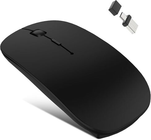 Bluetooth Wireless Mouse for MacBook Air Mac Pro Laptop Computer Pad Optical Rechargeable Slim Silent Dual Mode (2.4G USB-C/USB-A&Bluetooth 5.2/3.0) Mouse Jiggler for Computer Awakening - Silver in Saudi Arabia