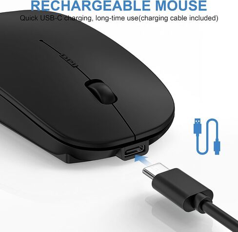 Bluetooth Wireless Mouse for MacBook Air Mac Pro Laptop Computer Pad Optical Rechargeable Slim Silent Dual Mode (2.4G USB-C/USB-A&Bluetooth 5.2/3.0) Mouse Jiggler for Computer Awakening - Silver in Saudi Arabia
