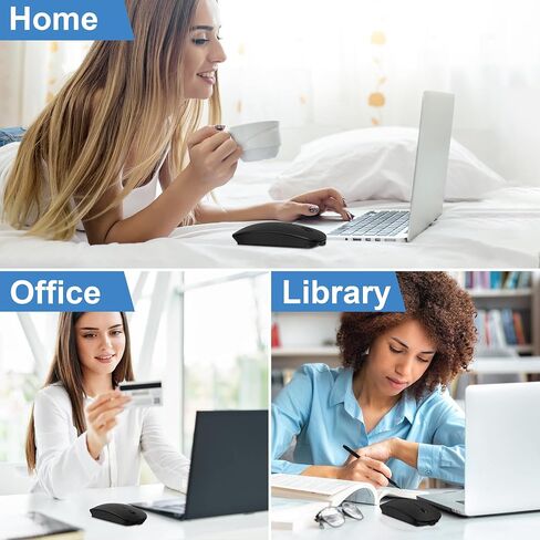 Bluetooth Wireless Mouse for MacBook Air Mac Pro Laptop Computer Pad Optical Rechargeable Slim Silent Dual Mode (2.4G USB-C/USB-A&Bluetooth 5.2/3.0) Mouse Jiggler for Computer Awakening - Silver in Saudi Arabia