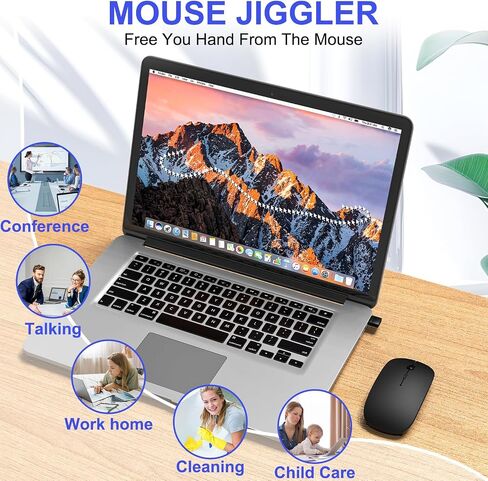 Bluetooth Wireless Mouse for MacBook Air Mac Pro Laptop Computer Pad Optical Rechargeable Slim Silent Dual Mode (2.4G USB-C/USB-A&Bluetooth 5.2/3.0) Mouse Jiggler for Computer Awakening - Silver in Saudi Arabia