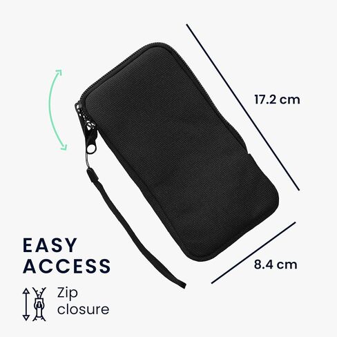 Kwmobile Canvas Phone Pouch XL - 6.7/6.8 " - حقيبة متنقلة لأكمام الخلية العالمية مع سستة وبطانة ميكروفيب ناعمة - أسود in Saudi Arabia